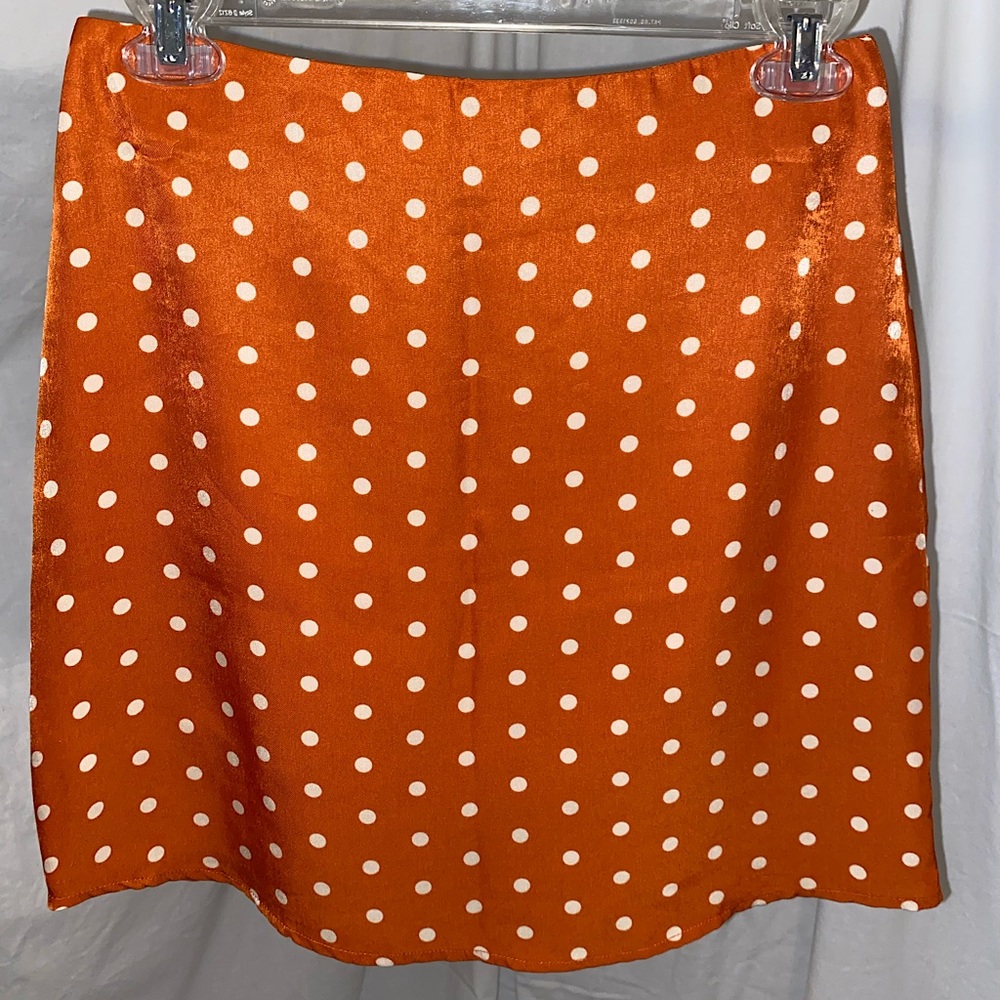 Silk Orange Polka-Dot Skirt